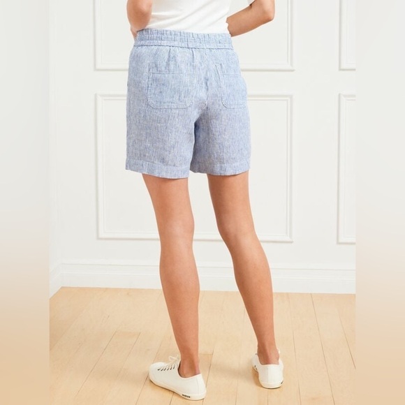 Talbots | Billy Blue & White Stripe Washed Linen Cotton Blend Shorts Size XLP - Picture 2 of 9